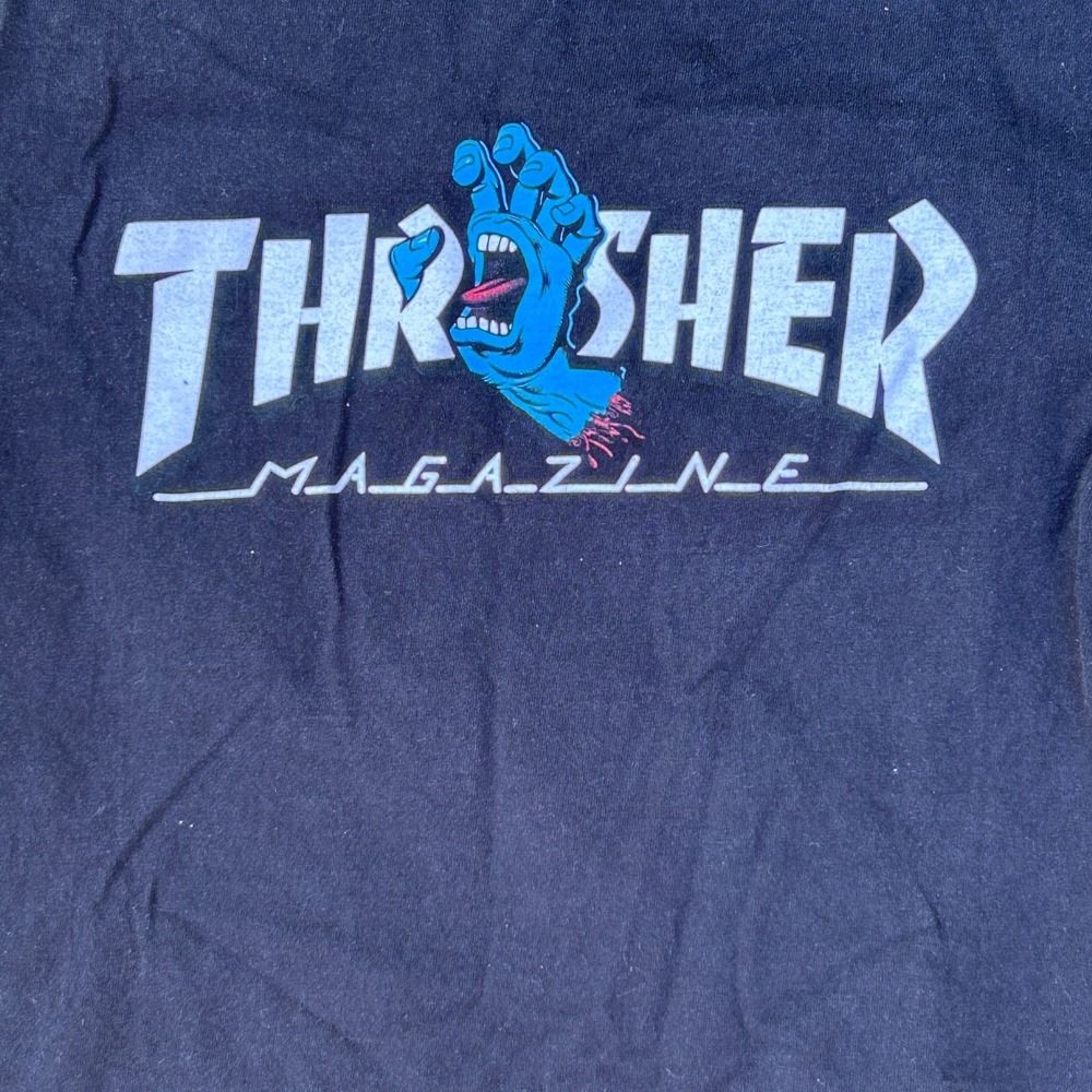 Thrasher Santa Cruz Skater Flame Scream Black Skateboard T Shirt Small Tee Hand - Picture 2 of 5